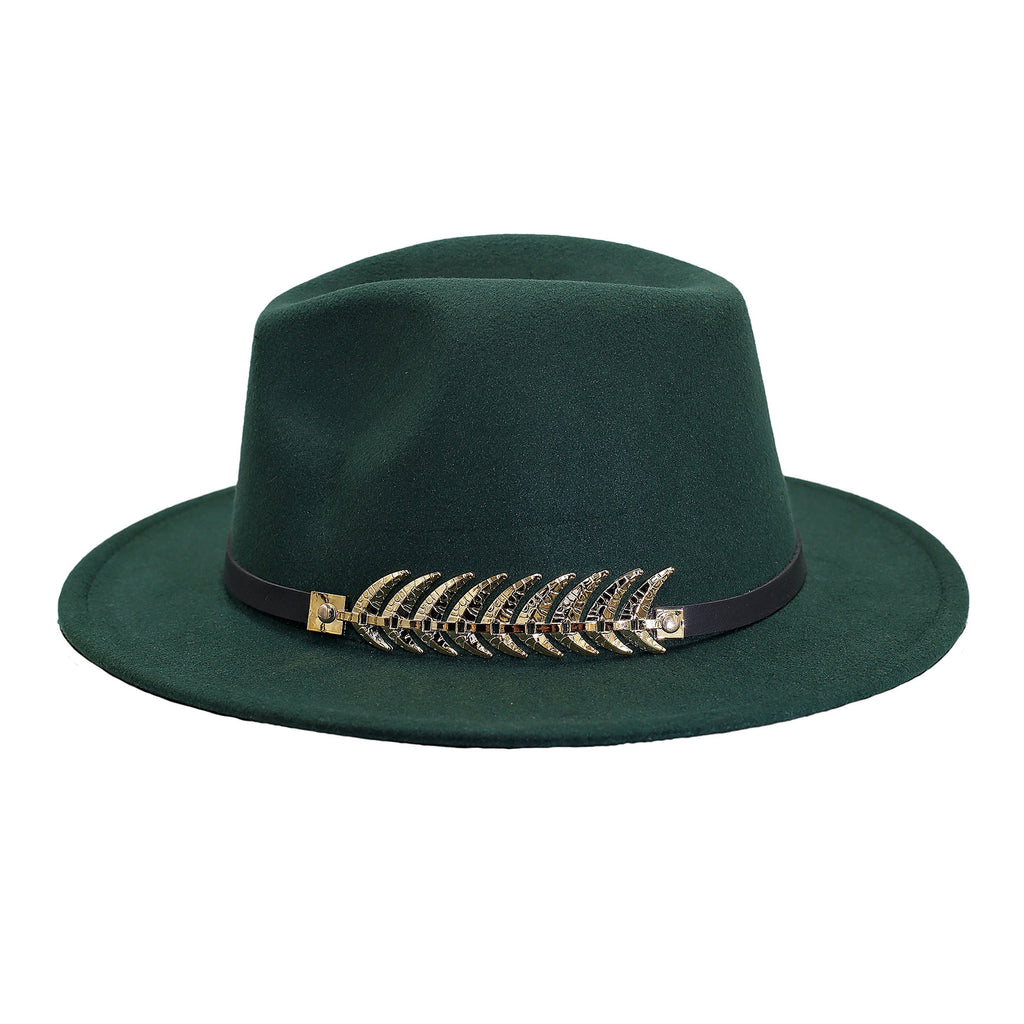 Green Wide Brim Fedora Hat