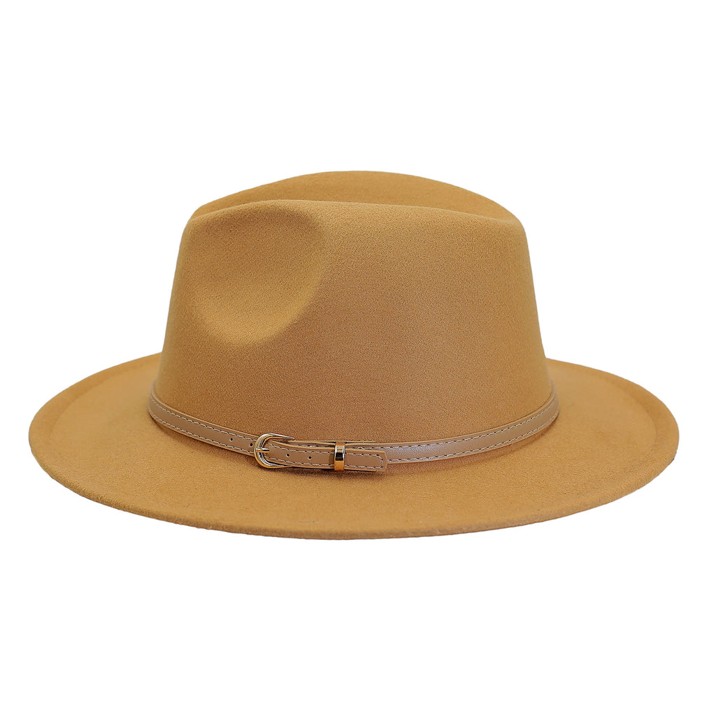 Tan Fedora Hat with Belt